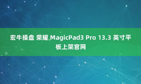 宏牛操盘 荣耀 MagicPad3 Pro 13.3 英寸平板上架官网